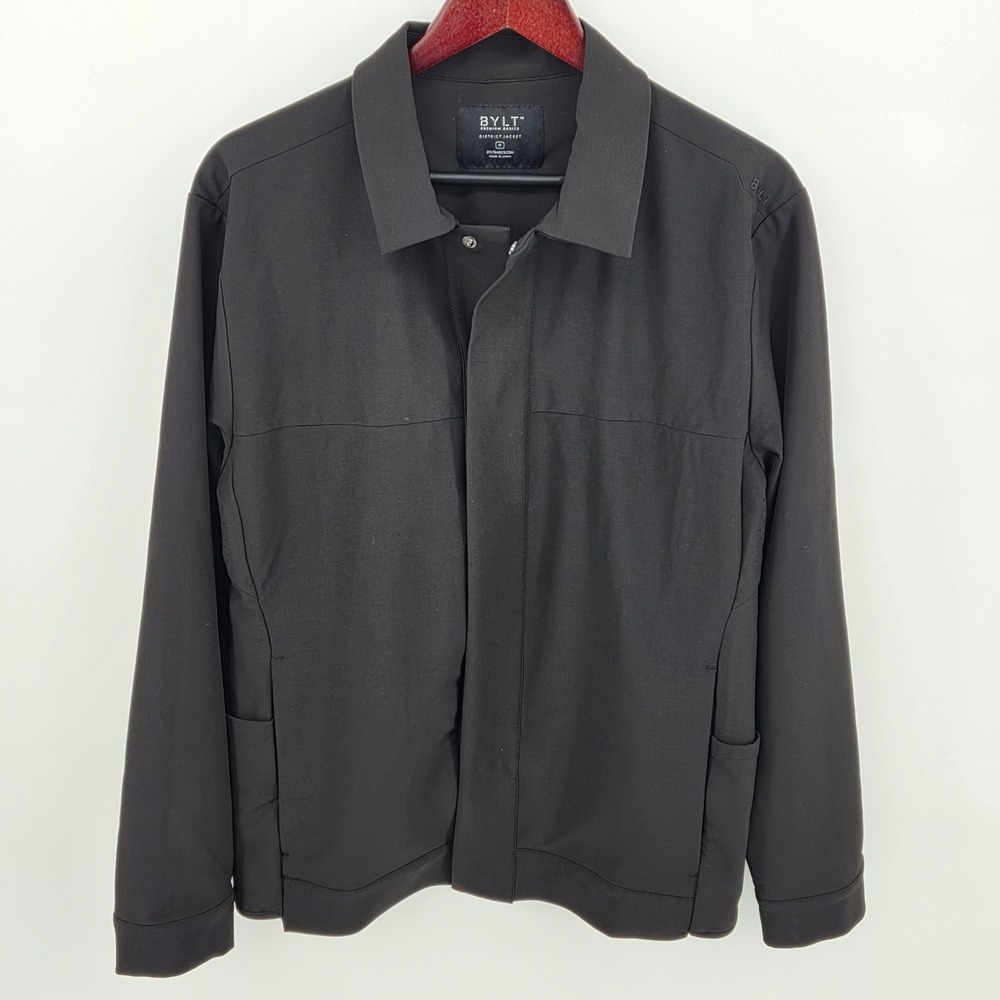 BYLT Snap Front‎ Mens Medium District Jacket Stretch Black Techwear Vented
